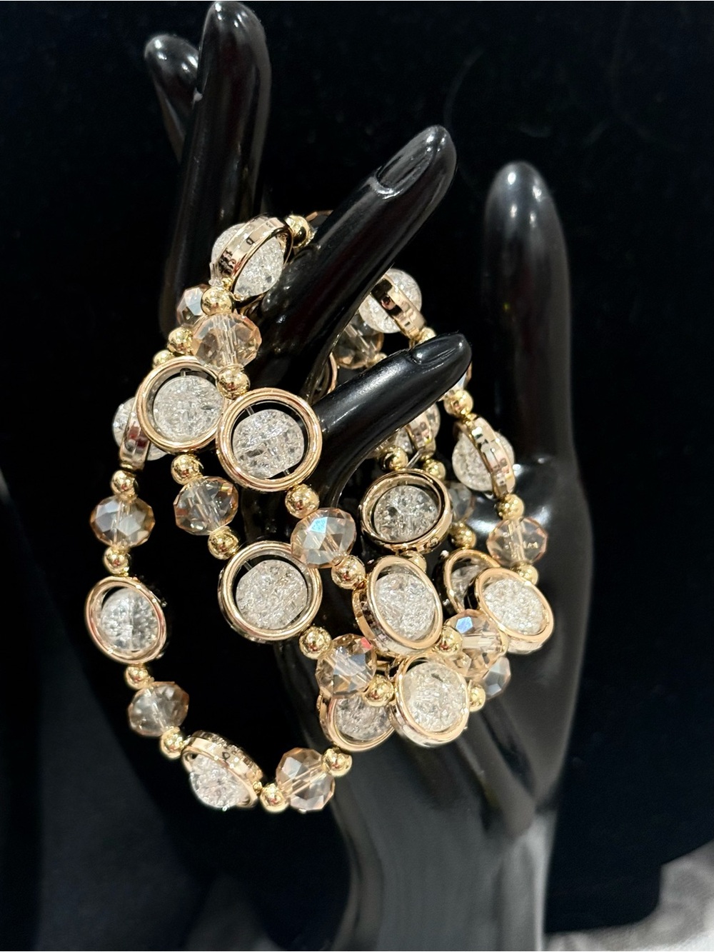 Gold-Tone Crystal Beaded Women's Bracelet set (3)